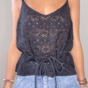 SO black adjustable crochet top